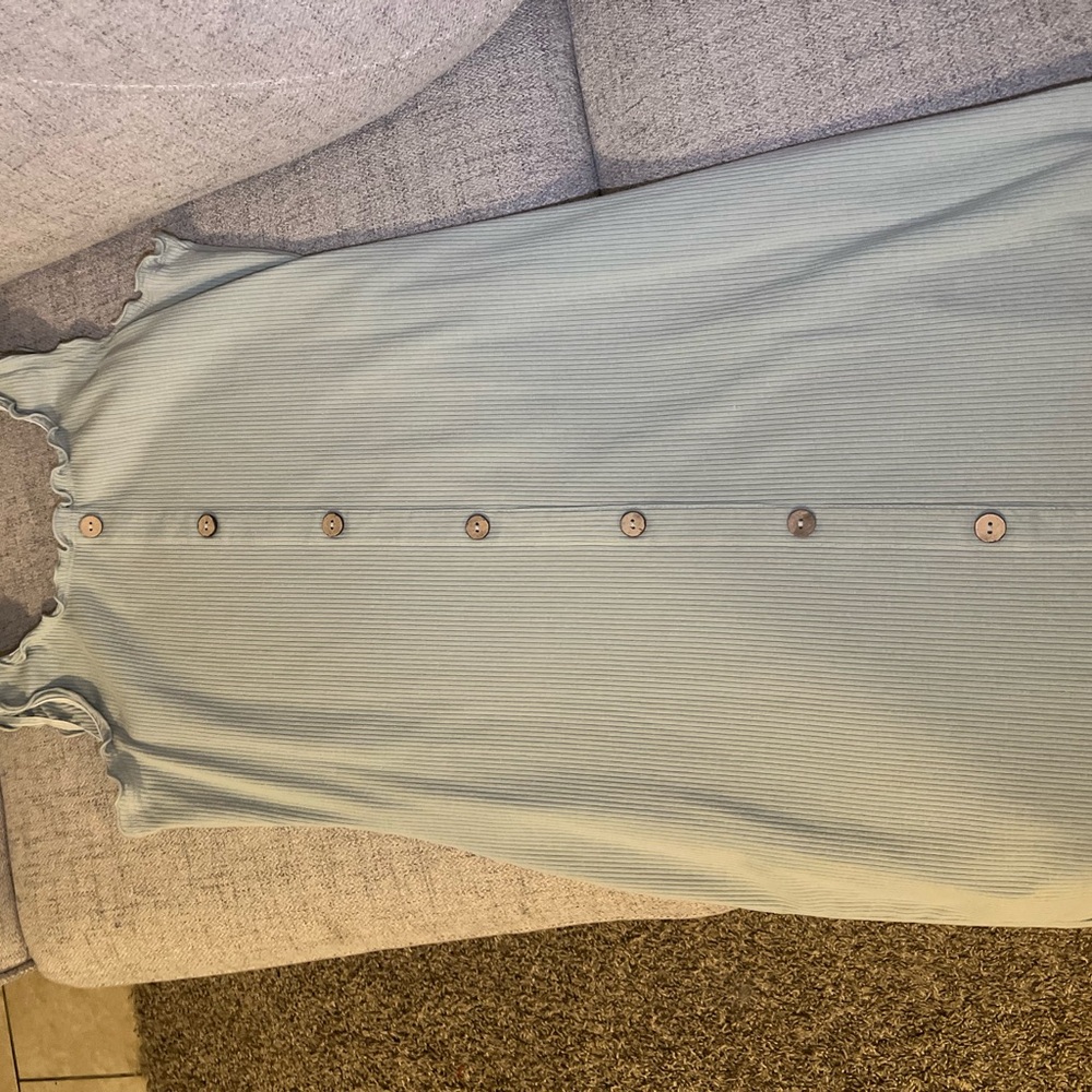 Light Blue Button-Down Sleeveless Top